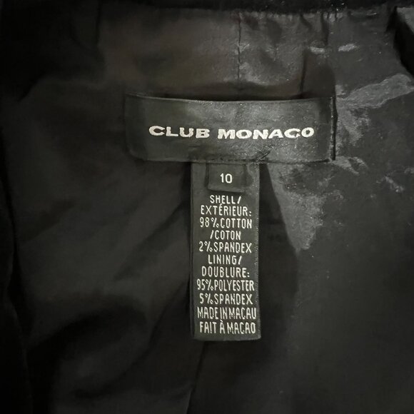 CLUB MONACO Sz 4 Black Velvet Tuxedo Trim Riding Blazer Collared Formal Classic - Picture 4 of 10